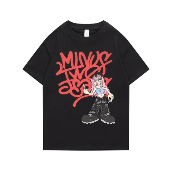 Minus Two Broken Heart Girl Black Tee